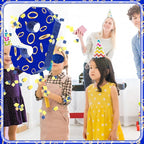 Number 9 Blue and Golden Rings Piñata for Kids Birthday Cartoon Theme Small Piñata with Blindfold Stick Confetti for Fiesta Cinco De Mayo Party Decor, 15.8 x 11 x 2.8 Inch