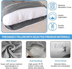U-Shaped Pregnancy Pillow for Sleeping, Full Body Support for Back, HIPS & Belly -65 Inch Maternity Pillow with Machine Washable Cover | Maternity Essential (Jersey Knit Cotton Gray- 65inch)
