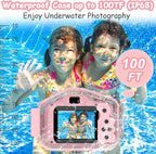 Agoigo Kids Waterproof Camera - Children Underwater HD Video Digital Camcorder, Portable Travel Toy for Toddler - Ideal Christmas Birthday Gifts for Boys Girls Age 3-12 with 32GB Card (Pink)