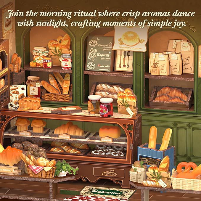 CUTEBEE Book Nook Kit - DIY Miniature House Bakery Dessert Shop Dollhouse Kit for Adults, Booknook Tiny House Bookshelf Decor 3D Wooden Puzzle, Gifts for Family, Friends (Mrs.Hunt Bakery)