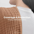 Comfy Cubs Muslin Burp Cloths 20" x 10", Pack of 10 - Large, 6-Layer, Ultra Absorbent 100% Cotton for Baby Drool and Messes - Soft, Safe & Gentle Baby Burp Cloths for Boys & Girls - Multi