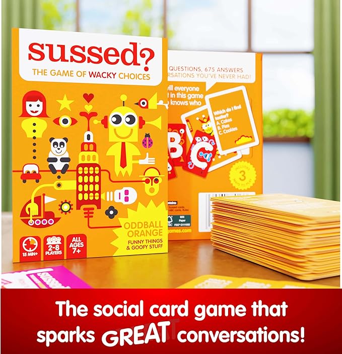 SUSSED The Wacky ‘What Would You Do’ Travel Card Game - Social Fun for Kids and Teens - Easy Game for Families & Road Trips - Ages 7+ - Orange Pack