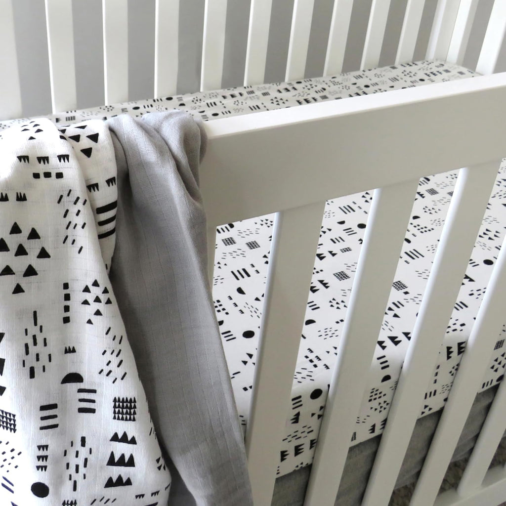 HonestBaby unisex-baby Fitted Crib Sheets Set Standard Mattress, 100% Organic Cotton Baby Boys, Girls, Neutral, 1 Pack - Blue Ticking Stripe, One Size