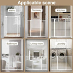 WAOWAO 40.55" Extra Tall 1.37" Ultra Narrow Spacing 53.74-61.61" Extra Wide Dogs Pets Baby Gate Safety Indoor Puppy Pressure Mounted Gate No Drill White Metal for Stairs,Doorways,Kitchen,Hallway