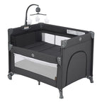 2-in-1 Pack and Play with Mattress,Baby Bassinet Bedside Sleeper, Bedside Bassinet & Baby Playpen, Easy Folding Portable Crib for Newborn to Toddlers (Dark Grey)