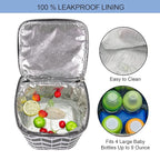 BreastMilk Cooler Bag with Ice Pack Fits 4 Baby Bottles Up to 9 Ounce, Large Baby Bottle Bag Fits for Nursing Mom Daycare