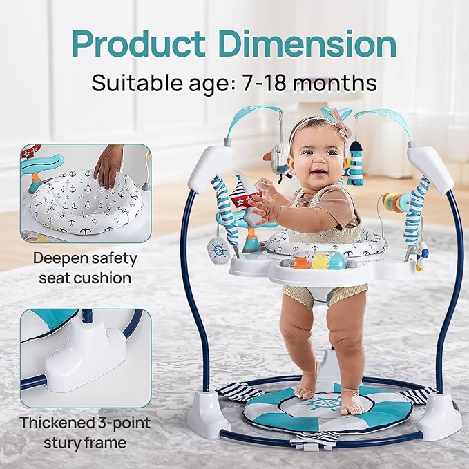 Baby Activity Center Jumper Interactive Activity Jumper Play Center with Infant Toys, 360° Rotating Seat