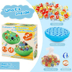 Marble Balance Game - 50 Colorful Marbles with Built-in Storage, Fun Family Challenge for 1-4 Players, Educational Toy for Kids & Adults, Perfect for Parties, Travel & Birthday Gifts (Blue)