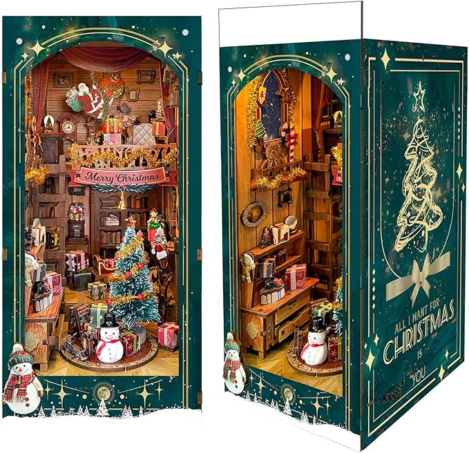 Miniature Book Nook Kit Christmas Book Nooks for Adults, Christmas Tiny House Book Nook Winter Christmas Kit, DIY 3D Puzzle Christmas House (Jingle Cabin)