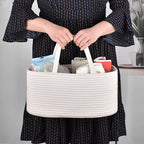 COMSE Baby Diaper Caddy Organizer, Car Caddy, Diaper Change Organizer, Gift Baskets Empty, Portable Tote Bag with Divider, Baby Shower Gifts Newborn Essentials Registry Must Have, White