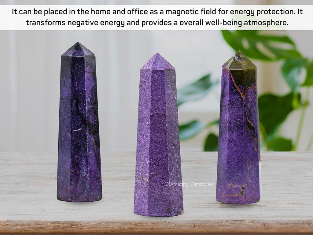 Amazing Gemstone Stichtite Crystal Towers - Natural Healing Crystal Point Obelisk for Reiki Healing and Crystal Grid (2" to 3" Inch)