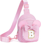 Birthday Gifts for Kids, Small Sling Bag, Birthday Gifts for 3 4 5 6 7 8 Year Old Girl Kids Pink Initial Sling Bag Fanny Packs Belt Bags for Girls Sister Daughter Wife (Pink B)