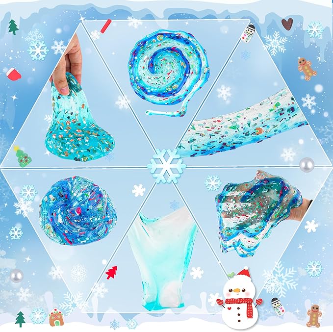 LAWOHO Slime Build a Snowman Kit, Snowman Christmas Crafts for Kids, Stocking stuffersfor Kids Christmas Crafts Xmas Gift