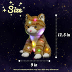 Hopearl LED Plush Kitty Lighting Up Stuffed Animal Cat Floppy Kitten Night Lights Glow in The Dark Birthday Festival for Kids Toddler Girls, Orange, 12.5''