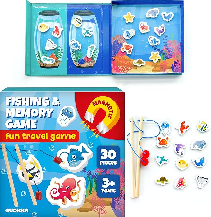 QUOKKA Magnet Game for Kids 3-5 - Fishing Game Kids Ages 4-8 - Travel I Road Trip I Plane I Car Ride - Magnetic Toddler Travel Toys