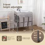Baby Changing Table, Versatile Portable Folding Changing Table, Waterproof Diaper Changing Station with Waste Basket, Adjustable Height with 2 Drawers, Baby Changing Station for Infant and Newborn
