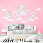 Unicorn Wall Decals by Lipastick - Vibrant Glitter Moon, Stars, Cloud Stickers for Girls Bedroom, Baby Nursery, Kids Room, Birthday Party Decor Art- Wall Stickers for Girls Room