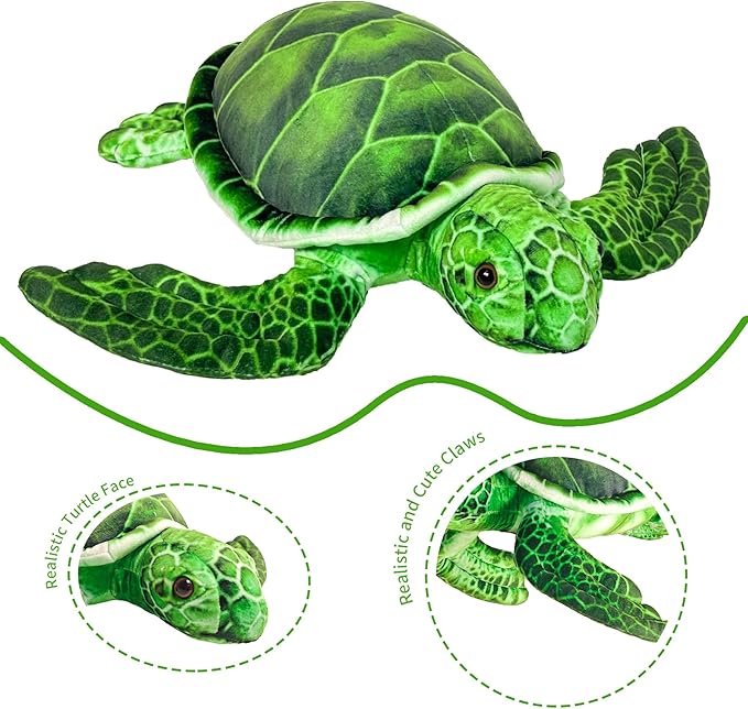 Realistic Big Sea Turtle Stuffed Animal,Plush Turtle Toys,Perfect Sea Turtle Present for Kids, Stuffed Animals Toys,Birthday,Christmas-14 inch