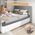 HONEY JOY Bed Rail for Toddlers, Extra Long, Foldable Portable Swing Down Safety Bed Guard Rail, Toddler Bed Rails for Crib, King Queen Full Twin Size Bed Mattress (Light Gray, 2 Pack, 71 Inch)