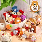 Zhanmai 100 Pcs Mini Plush Stuffed Animal Bulk Small Animal Toys Keychain Party Favors Easter Egg Stuff for Kids Birthday Valentine Carnival Classroom Prizes Gift Goodie Bag Filler(Bear)