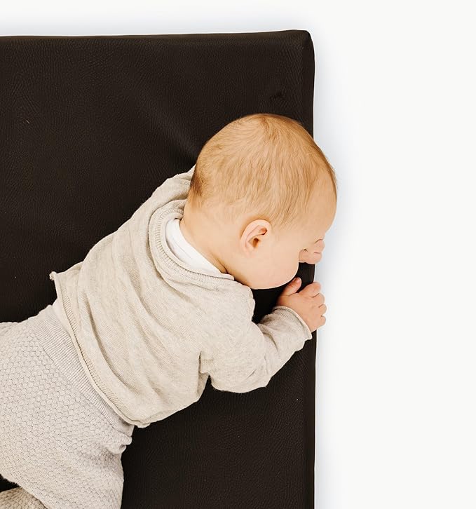 Gathre Baby Changing Pad, Made of Premium, Soft, Water-Resistant Vegan Leather, Portable Playmat for Babies, Use at Home Nursery or During Travel - Raven