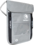 VENTURE 4TH Passport Holder Neck Wallet with RFID Blocking Nylon Lining - Hidden Neck Pouch for Travel (Silver)
