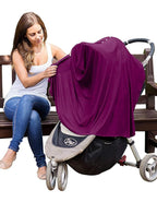 Byrd & Blume Maternity Nursing Cover Breathable Lightweight Breastfeeding Cover Wrap Shawl Scarf Poncho Full 360 (Aubergine, One size)