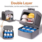 NCVI Breast Pump Bag, Double Layer Removable Pump Bag for Spectra S1, S2, Medela, Breast Pump Backpack with Ice Pack, Insulated Breast Milk Cooler Bag for Working Nursing Moms, Grey