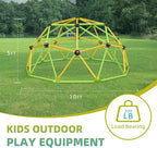 Climbing Dome, 10FT Jungle Gym with Swing for Kids 3 to 10 Outdoor Play Equipment, Supports 800lbs Toddler Play Set, Anti-Rust & Easy Assembly, Gift for Boys Girls (Yellow & Green)