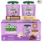 GoGo squeeZ PuddingZ Variety Pack, On-the-Go Chocolate and Vanilla Pudding, 3 oz. Pouches (Pack of 20), BPA Free Pouches