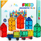 FNJO Magnetic Tiles, 100PCS Building Blocks, STEM Magnets Building Toy Set, Preschool Kindergarten Construction Stacking Toy, School Teacher Supplies, Classroom Must Haves