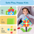 PicassoTiles 60pc Magnetic Puzzle Cube Building Set 1 Inch 3D Blocks STEM Construction Toy for Toddlers Kids Boys Girls Age 3+ Montessori Learning Travel Sensory Gift with Educational Idea Book PMC60