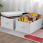 HOONEX Storage Bins with Lids for Organizing, Pack of 2, Storage Boxes with 2 Carrying Handles and Sturdy Heavy Cardboard, 16.5" L x 11.8" W x 7.5" H for Shoes, Books, Clothes, Nursery, White