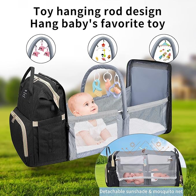 Baby Diaper Bag with Changing Station,Diaper Bag Backpack,Diaper Bag,Large Capacity,900d Excellent Oxford(Ungrade Black)