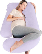 Cute Castle Pregnancy Pillows, Soft U-Shape Maternity Pillow with Removable Cover - Full Body Pillows for Adults Sleeping - Pregnancy Must Haves - Jumbo 57 Inch - Purple