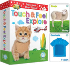 My Touch and Feel English Spanish Bilingual Picture Double Sided Sensory Flash Cards for Infant, Toddlers, Kids, Learn Animals, Fruits, Objects and Vehicles, Fun Learning and Educational Flashcards