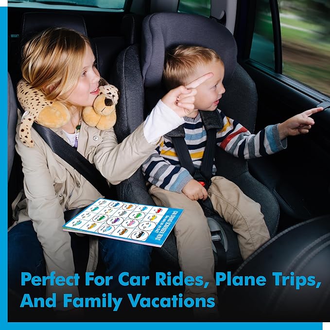 Road Trip Game Pad, 5 Games in 1 (Farm Animals, Car Colors, Buildings, Traffic Signs, Vehicles Scavenger Hunt Bingo), Pen Pencil Paper Game, Plane Trip/Car Travel/Getaway Activity Pad for Kid, Adult