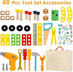 KIDWILL Kids Tool Set with Electric Drill & DIY Stickers, Toddler Tool Set for Kids Ages 3-5 Year Old Boys Girls, Pretend Play STEM Montessori Educational Construction Toys
