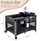 Pamo Babe 4 in 1 Baby Playards with Bassinet & Changing Table, Portable Crib Breathable Mesh and Toy Mobile