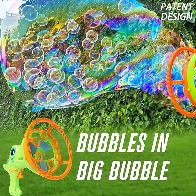 Electric Dinosaur Bubble Machine Gun for Kids Ages 4-8, Big Dino Bubble Blaster with Bubble in Giant Bubble Design, Outdoor Backyard Toys Fun for Toddlers 1-3-5 Birthday Parties
