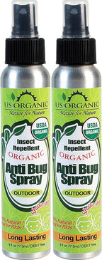 US Organic Mosquito Repellent Anti Bug Outdoor Pump Sprays, USDA Certification, Cruelty Free, Proven Results by Lab Testing, Deet-Free (4 oz - Value 2 Pack)