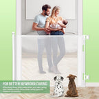 Retractable Baby Gate, Extra Wide Safety Kids or Pets Gate, 33” Tall, Extends to 55” Wide, Mesh Safety Dog Gate for Stairs, Indoor, Outdoor, Doorways, Hallways