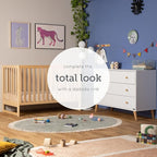 dadada Austin 3-Drawer Dresser for Nursery and Bedroom - Modern Design, Large Storage, Baby-Safe Finish, Soft Close Drawers, Anti-Tip Safety, Solid Wood Feet, Durable Construction (White+Natural)