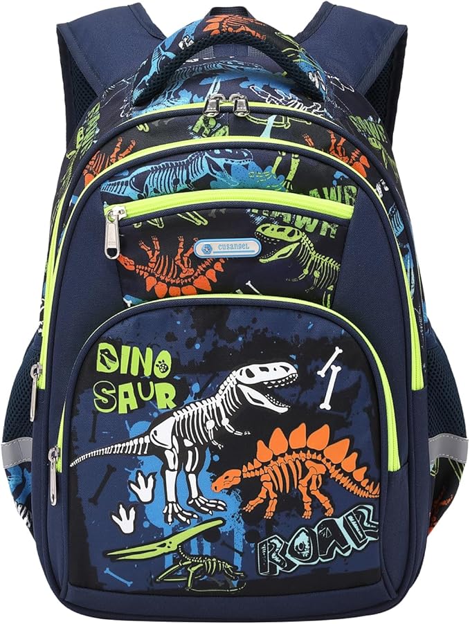 Cusangel Backpack for Boys Girls School Bookbags,Kindergarten Elementary Middle School Lightweight Waterproof Multifunctional Large Capacity for Backpack (17inch Luminous dinosaur)