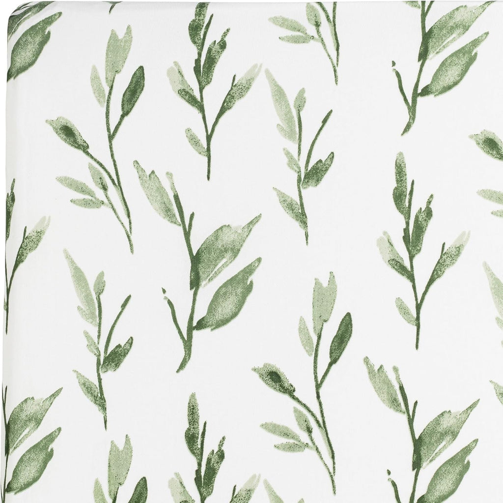Crane Baby 100% Cotton Sateen Crib Sheet, Fitted for Cribs and Toddler Beds, Baby Crib Sheets, Baby Bedding for Boys and Girls, Green Leaf