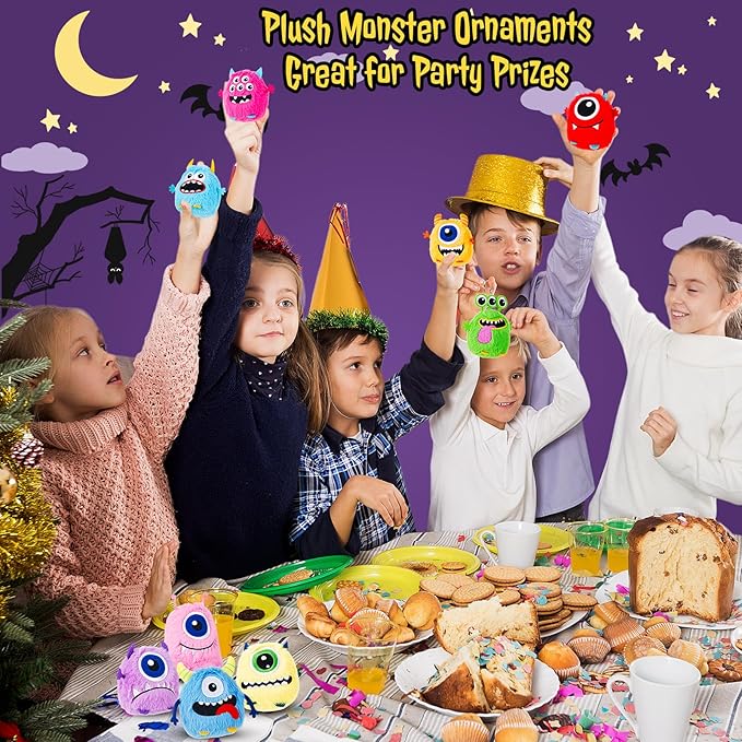 Libima 9 Pcs Mini Stuffed Animals Keychains 3.15 Inch Small Plush Cute Ornaments Bulk Toys for Baby Shower Birthday Party Decors Gift Bags Fillers Halloween Christmas Basket Stuffers(Fluffy Monsters)