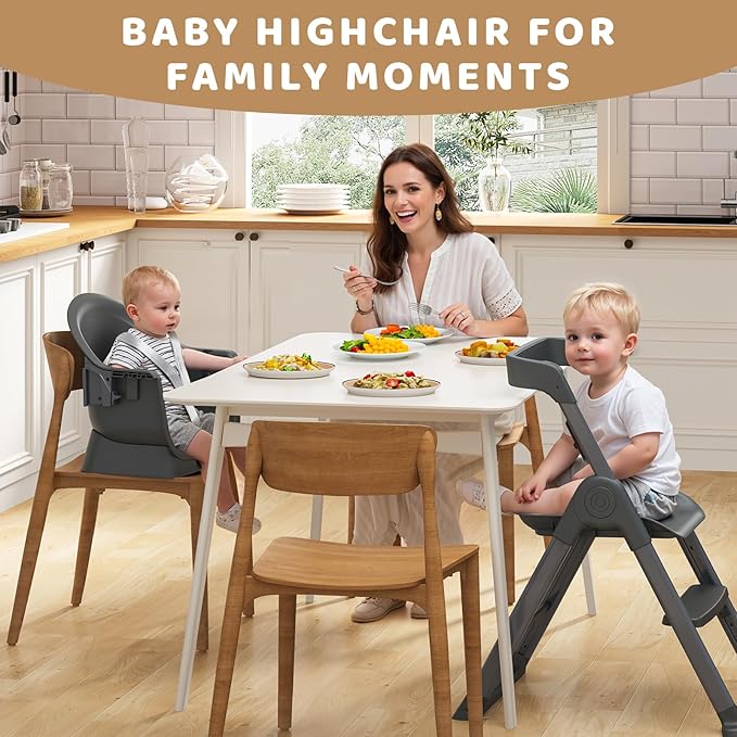 6-in-1 Baby High Chair, Convertible Highchair for Babies to Toddlers, Step Stool for Dining Time, Foldable & Easy Clean, Space-Saving Design, Adjustable, Navy Blue