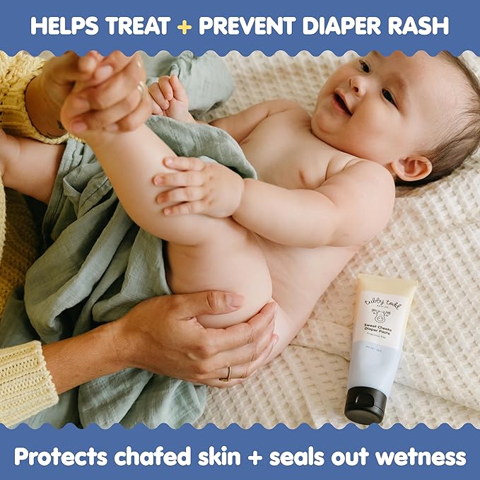 TUBBY TODD Sweet Cheeks Diaper Paste - Diaper Rash Cream with 14% Zinc Oxide - Hypoallergenic - For Soothing and Protecting Sensitive Skin - 2 Pack, 4oz & 7.9oz