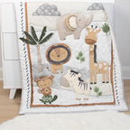 The Peanutshell 4 Piece Organic Cotton Baby Crib Bedding Set for Boys & Girls - Newborn, Infant & Toddler Nursery Bed Set Decor with Two Crib Sheets, Dust Ruffle Comforter - Safari Serenity