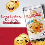 BioSwiss Bandages, Emoji Shaped Self Adhesive Bandage, Latex Free Sterile Wound Care, Fun First Aid Kit Supplies for Kids, 50 Count